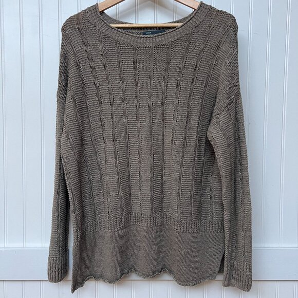 Vince. 100% Linen Sweater Loose Knit Long Sleeve Brown Medium Women's - Picture 2 of 8